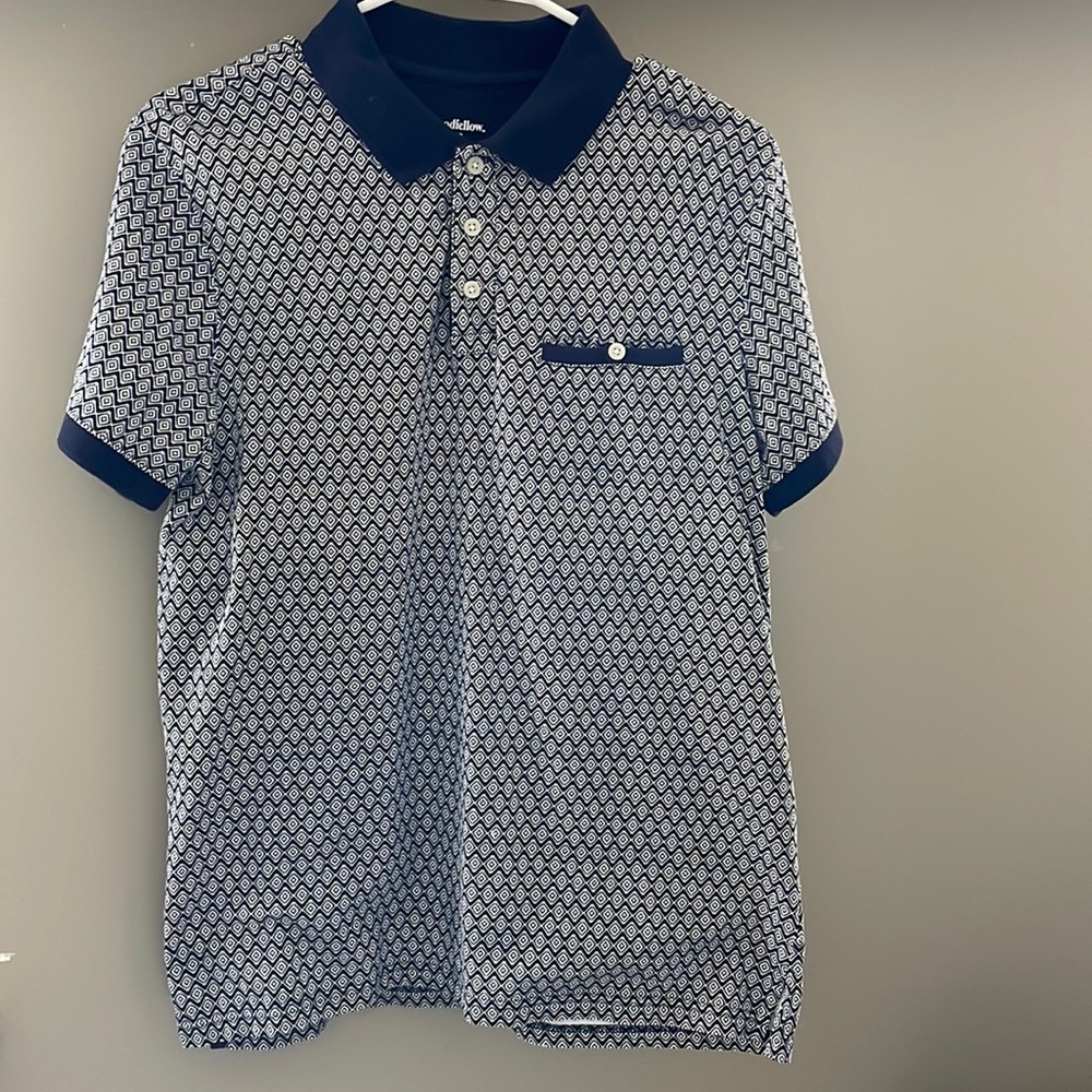 Blue and white Pattern Polo